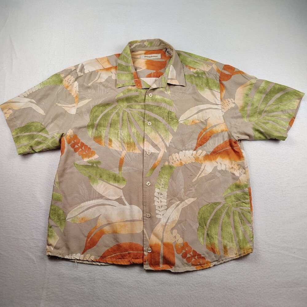 Tommy Bahama 100% Silk Shirt Mens Large Hawaiian Tropical